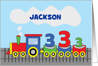 3rd Birthday Colorful Train Personalize Name Track card