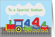 Godson 4th Birthday Colorful Train on Track card