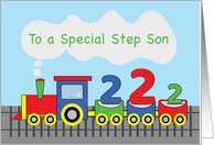 Step Son 2nd Birthday Colorful Train on Track card