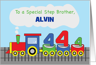 Step Brother 4th Birthday Personalized Name Colorful Train on Track card