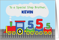 Step Brother 5th Birthday Personalized Name Colorful Train on Track card