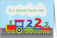 Foster Son 2nd Birthday Colorful Train on Track card