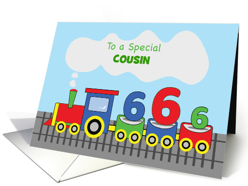Custom Relation Cousin 6th Birthday Colorful Train on Track card