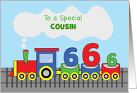 Custom Relation Cousin 6th Birthday Colorful Train on Track card