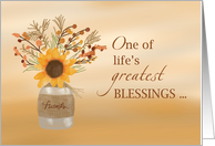 Blessing of Friends at Thanksgiving Sunflower in Vase card