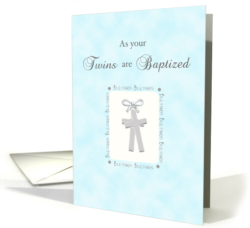 Twins Blue Baptism Crosses Blessings card (1656016)