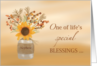 Nephew Blessings at Thanksgiving Sunflower in Vase card