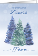 To Donors Holiday Peace with Evergreen Trees card
