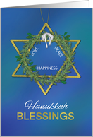 Hanukkah Blessings Star of David Gold Look card
