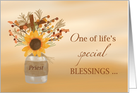 Priest Blessings at Thanksgiving Sunflower in Vase card