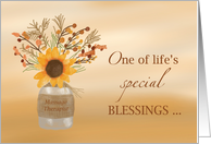 Massage Therapist Blessings at Thanksgiving Sunflower in Vase card