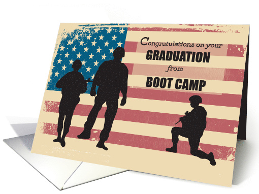 Boot Camp Graduation Military Soldiers on American Flag card (1658974)