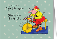 To Spin Instructor Spinning Bike Exercising for a Humorous Christmas H card