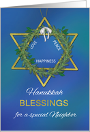 Neighbor Hanukkah Blessings Star of David Gold Look card