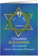 School Assistant Principal Hanukkah Blessings Star of David Gold Look card