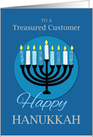 For Business Customer Hanukkah Menorah on Dark Blue card
