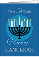 For Business Client Hanukkah Menorah on Dark Blue card