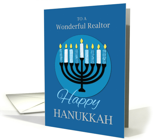 For Realtor Hanukkah Menorah on Dark Blue card (1660836)