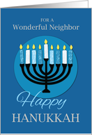 For Neighbor Hanukkah Menorah on Dark Blue card