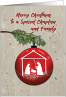 Chaplain and Family Christmas Ornament with Manger card