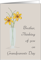 Brother Grandparents Day Thinking of You with Two Flowers in Vase card