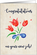 Congratulations on New Job Simple Red Flowers Bouquet card