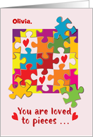 Custom Name Olivia Birthday Puzzle Love to Pieces card