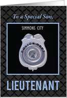 Son Promotion to Lieutenant in Police Department Customizable City card