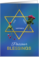 Passover Blessings Star of David Gold Look with Tulips card