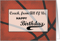 Coach From All Of Us Birthday Basketball Large Distressed Sports Ball card