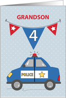 Grandson 4th Birthday Blue Police Car card