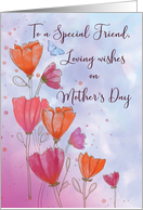 To Friend Mothers Day Love with Orange and Pink Flowers and Butterfly card