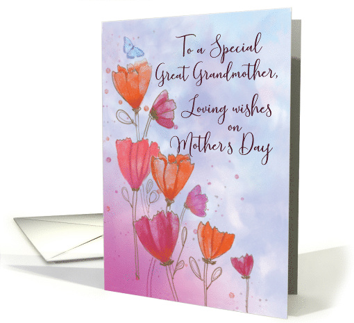 To Great Grandmother Mothers Day Love Orange Pink Flowers... (1681490)