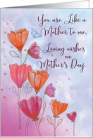Like a Mother Mothers Day Love with Orange Pink Flowers and Butterfly card