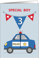 Special Boy 3rd Birthday Blue Police Car card