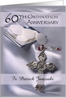 60th Ordination Anniversary Congratulations Custom Name Host Cross card