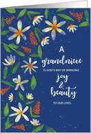 Grandniece Religious Birthday Daisies and Wildflowers on Navy Blue card