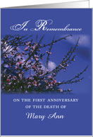 Custom Name First Remembrance on Anniversary of Death card