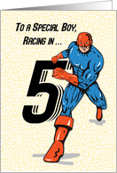 Special Boy 5th Birthday Superhero card
