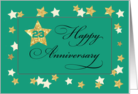 Twenty Third Employee Anniversary Green Gold Effect Stars card