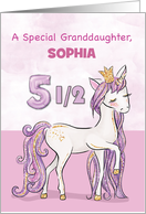Custom Name Granddaughter 5 and a Half Birthday Pink Horse With Crown card