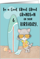 Age 6 Great Great Grandson Birthday Beach Funny Cool Raccoon card