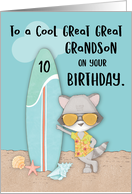 Age 10 Great Great Grandson Birthday Beach Funny Cool Raccoon card