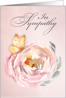 In Sympathy Soft Butterfly on Rose card
