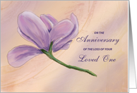 Anniversary of Loss of Loved One Single Purple Flower card