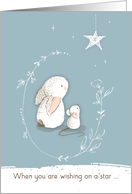 Missing You in Holidays Cute Bunnies Wishing on a Star card