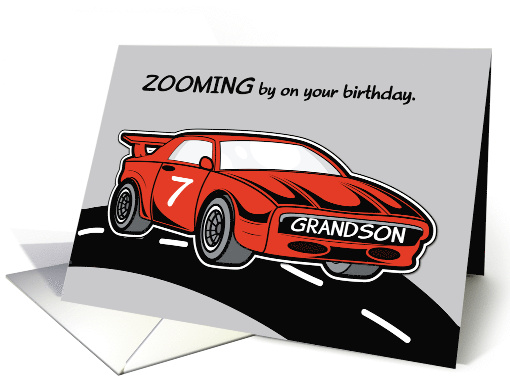 Grandson Birthday Age 7 Red Sports Car card (1695562)