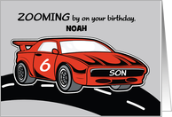 Son Custom Name Birthday Age 6 Red Sports Car card