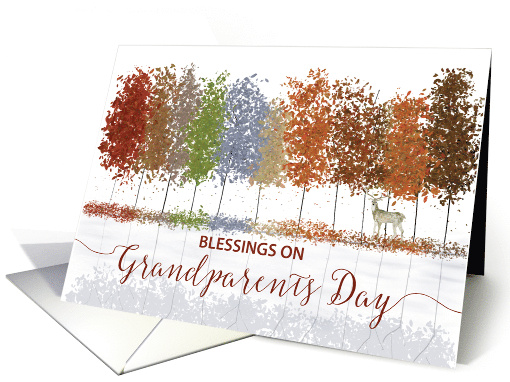 Grandparents Day Religious Blessings Trees and Lone Deer card