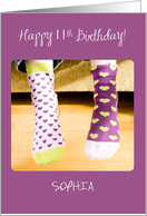 Customizable Name 11th Birthday Crazy Socks card